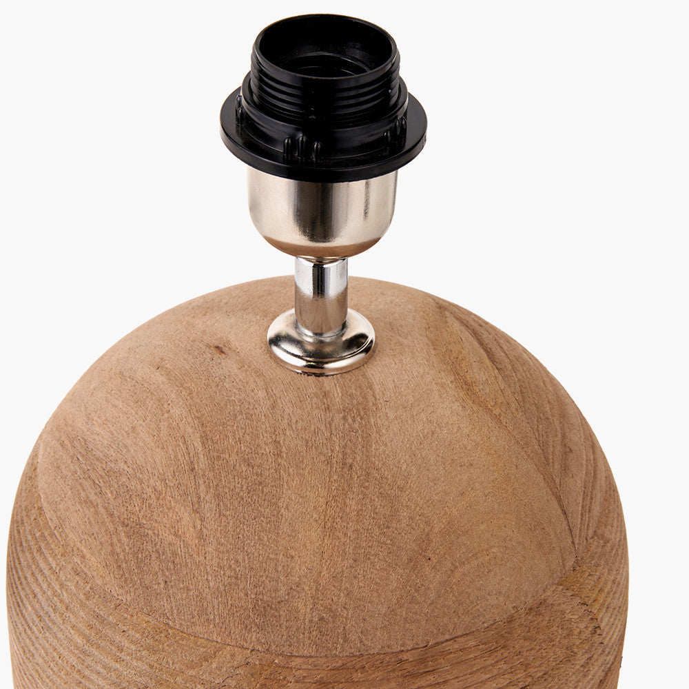 Nelu Natural Engraved Wood Dome Table Lamp - Base Only